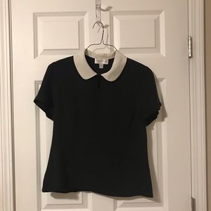 Silk black with cream collar dress shirt